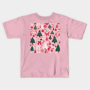 Christmas pink pattern Kids T-Shirt